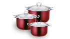 Stainless Steel Stockpot Set 3pc - Red - &pound;72.99